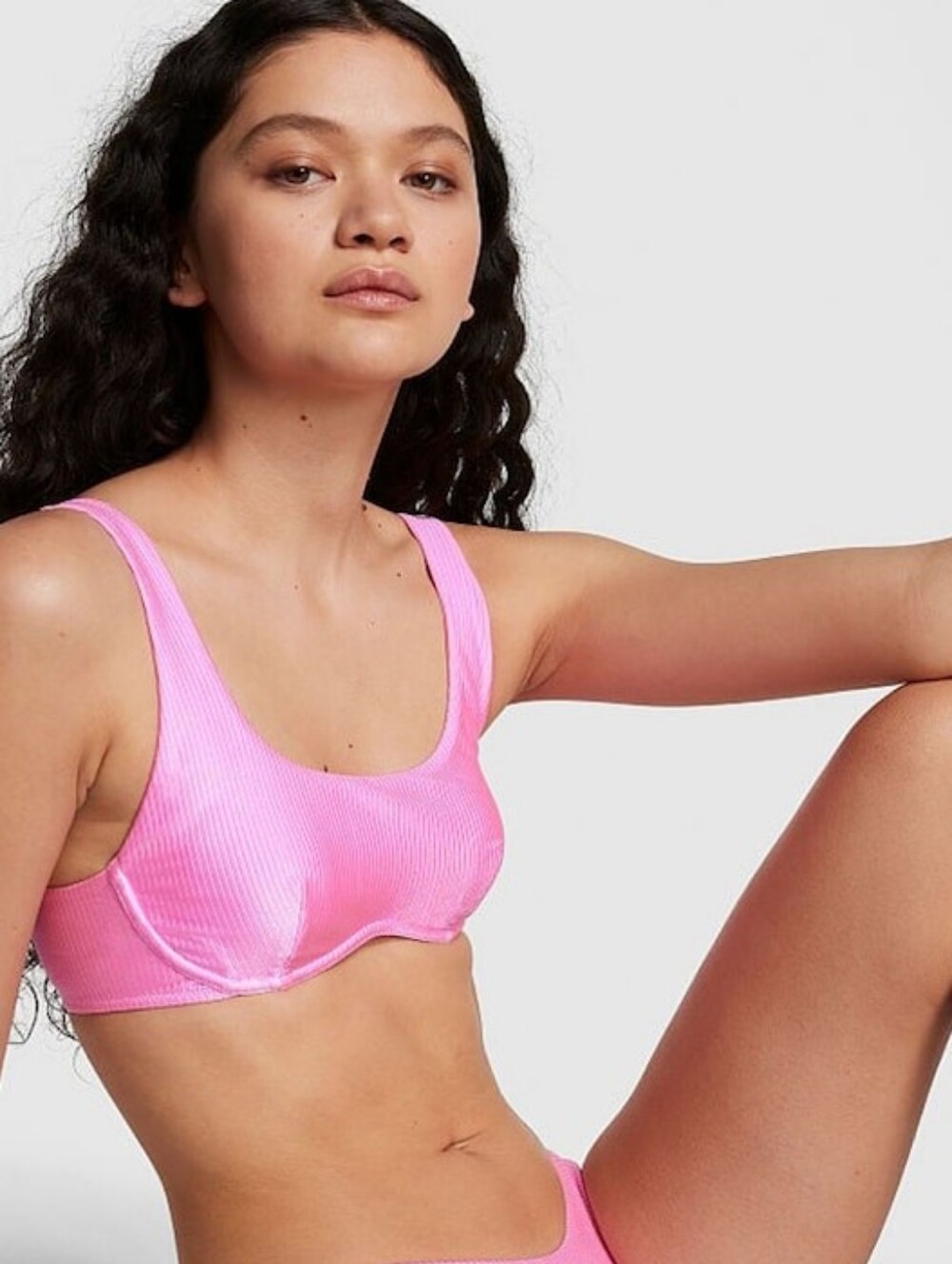 New PINK Victoria's Secret Lola Wired Ribbed Bikini Top Women's Size Large